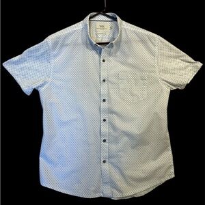 WRK White Short-Sleeve Micro-Print Button-Down Shirt. Size XL